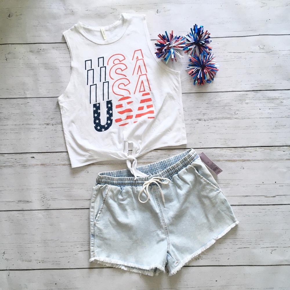 4 for $20 Atticute USA Tie Front Tank Top